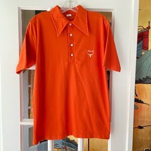 Vintage Champion Texas Longhorns Polo Shirt SZ L Mens Orange Dagger Collar